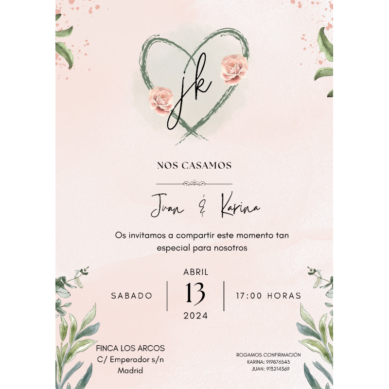 Invitación modelo corazón