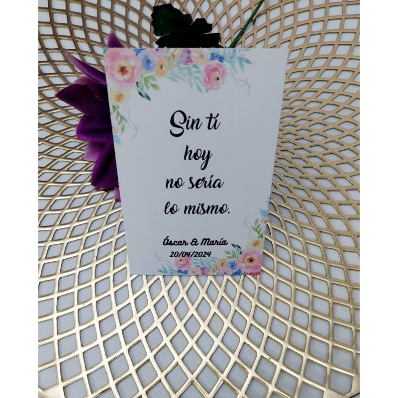 Tarjetas para detalles de tus invitados celeste