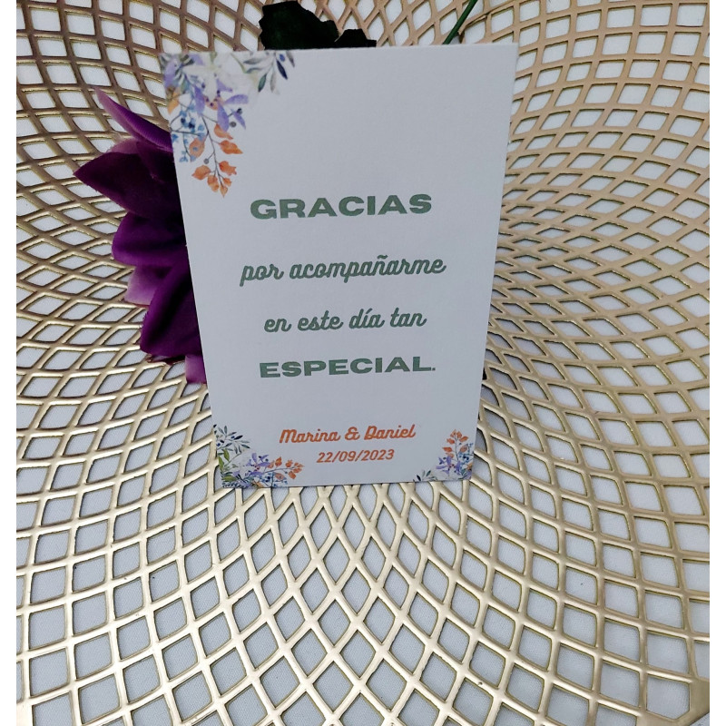 Tarjetas para detalles de tus invitados floral