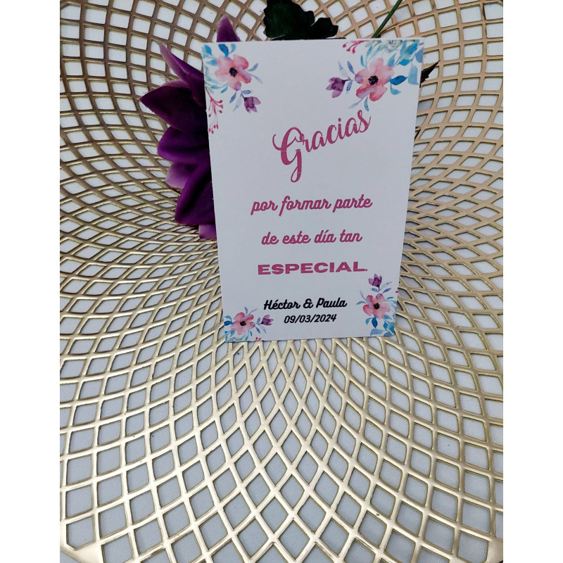 Tarjetas para detalles de tus invitados rubi