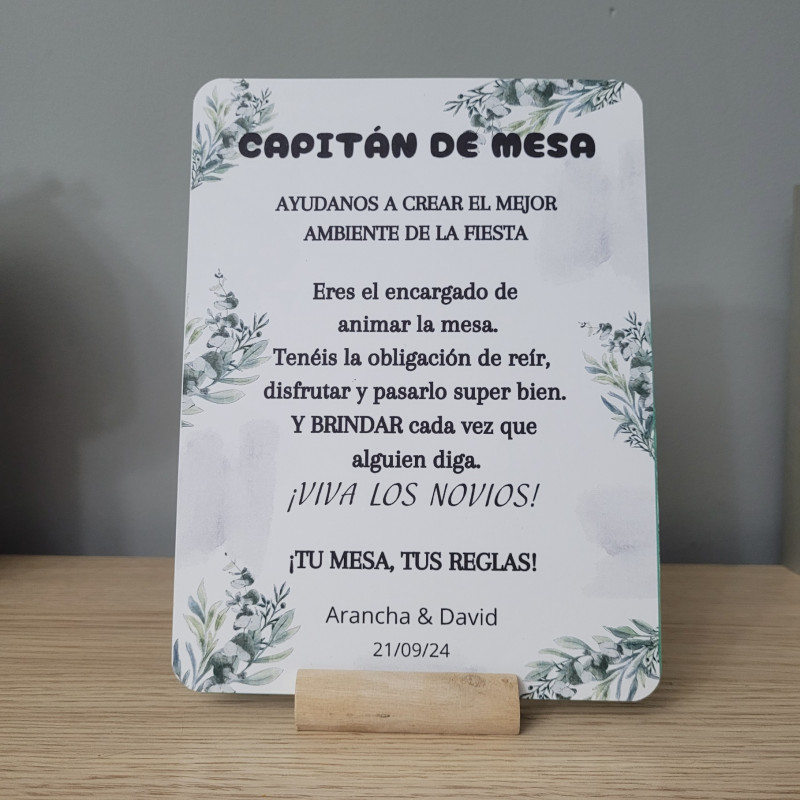 Tarjetas capitán de mesa