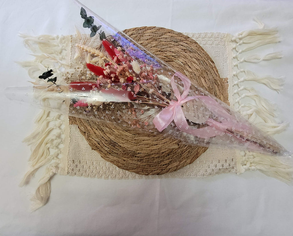 Ramo flores preservadas con chapa personalizada