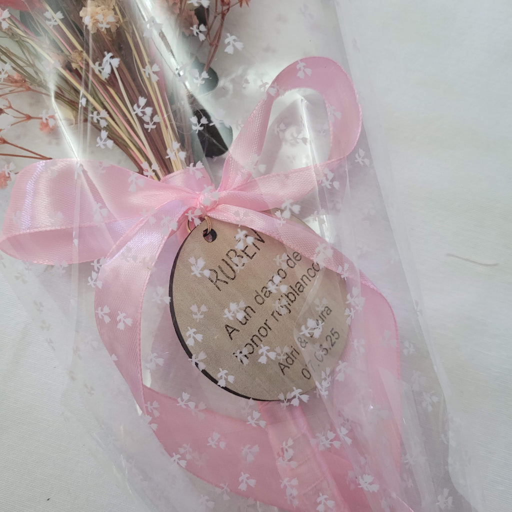 Ramo flores preservadas con chapa personalizada