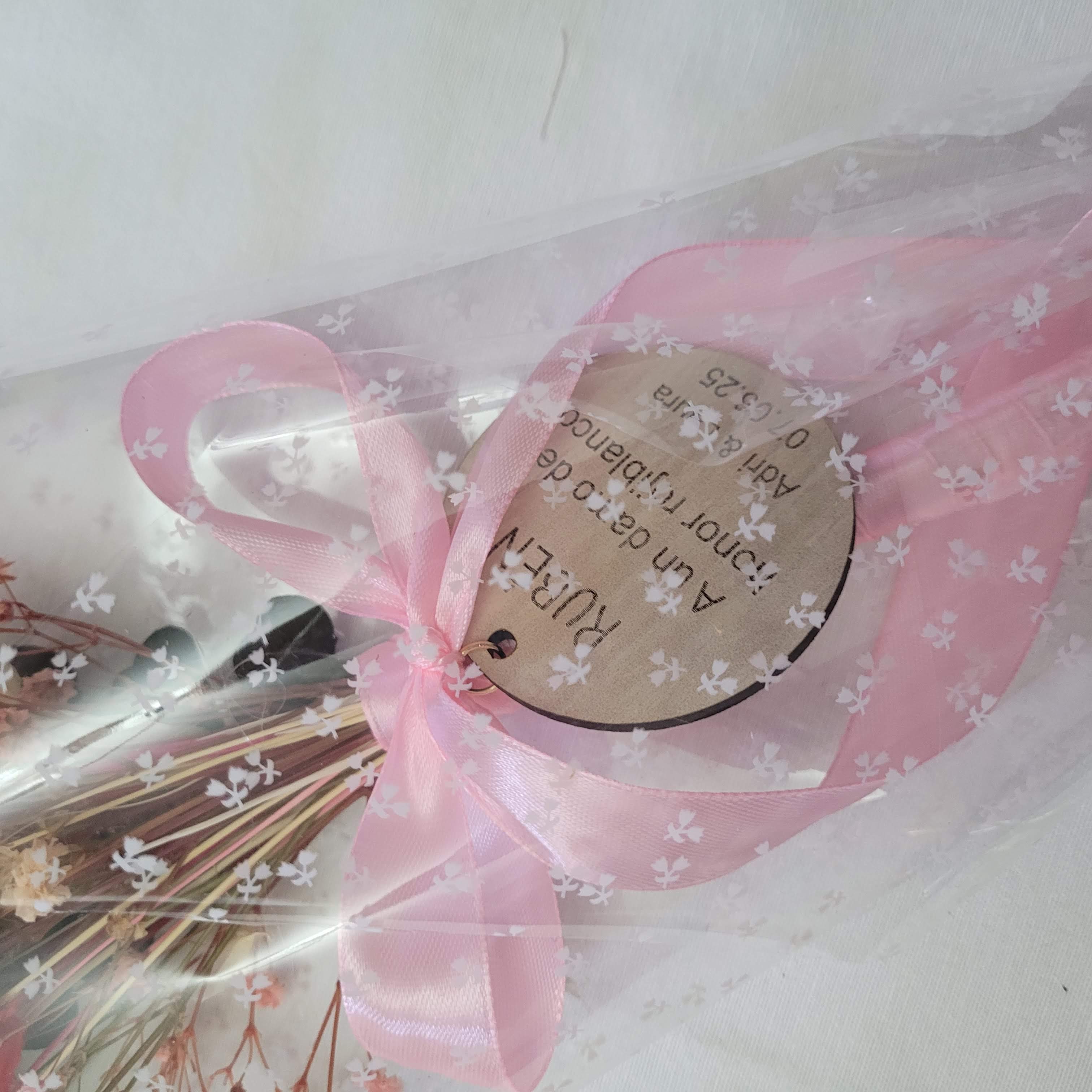 Ramo flores preservadas con chapa personalizada