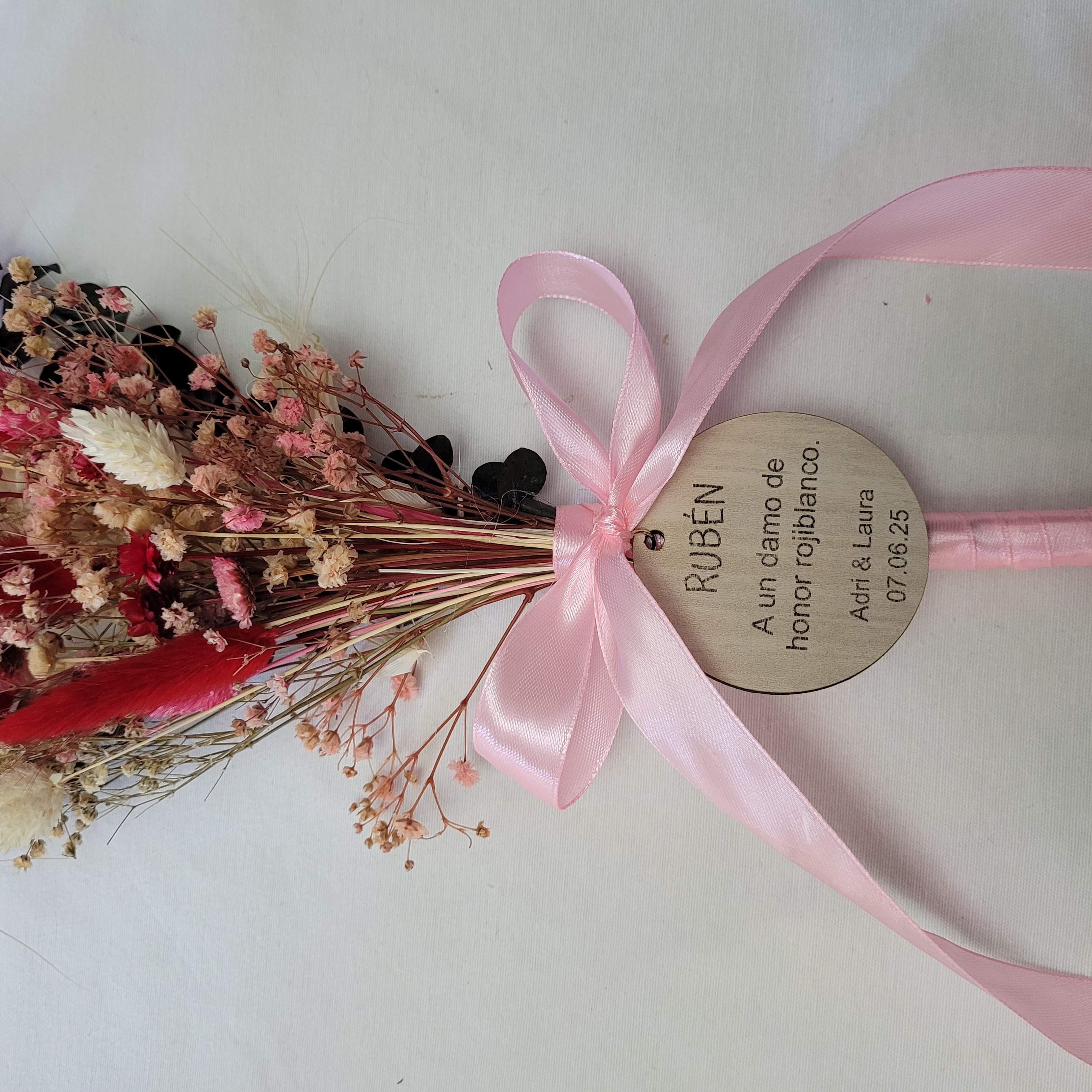 Ramo flores preservadas con chapa personalizada