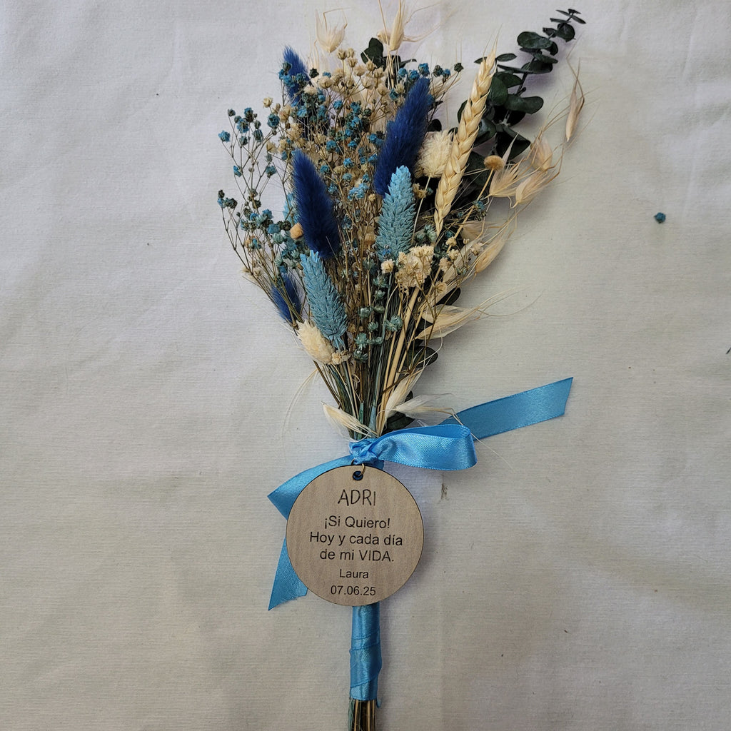 Ramo flores preservadas con chapa personalizada