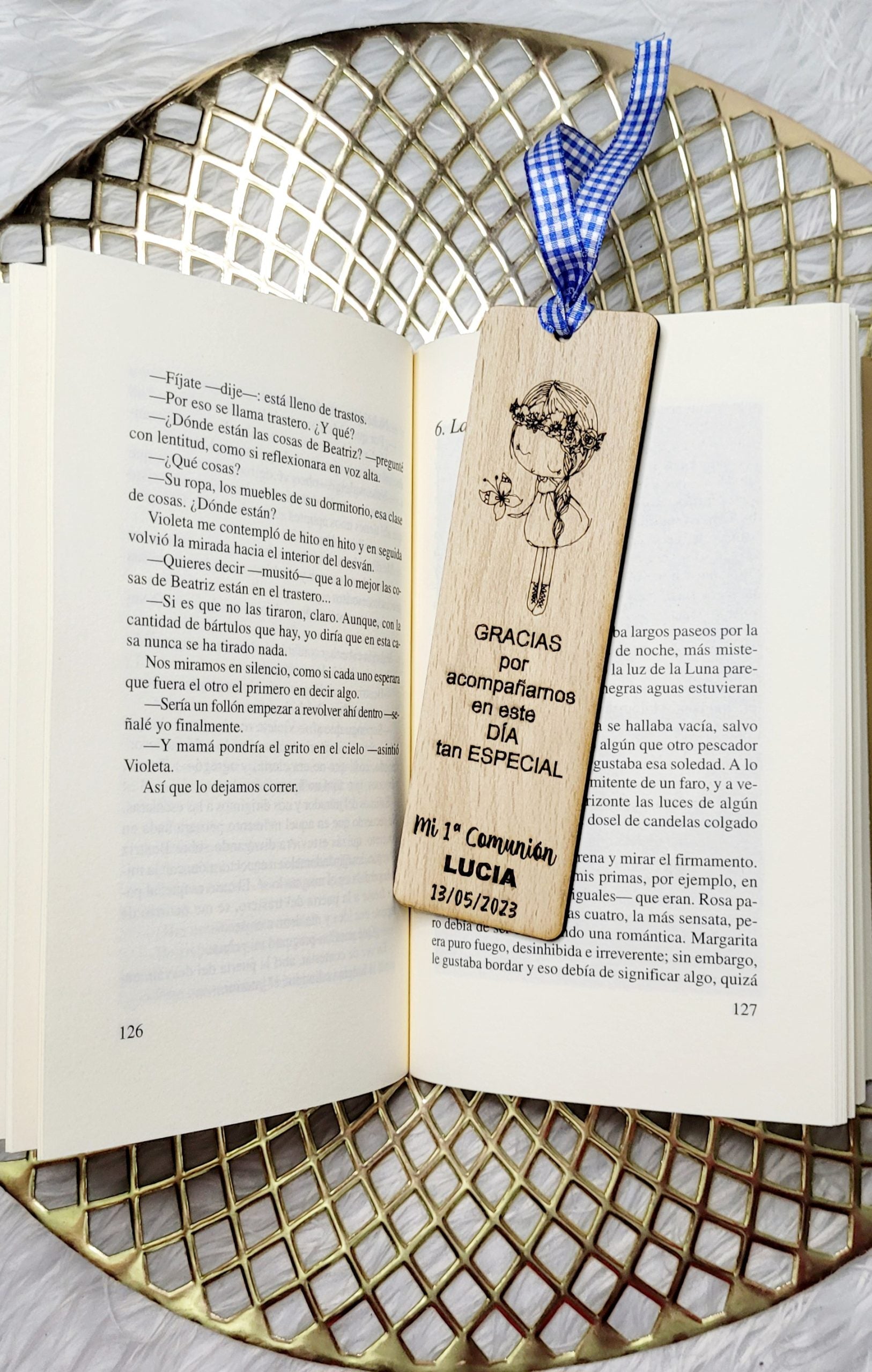 Marcapáginas de madera personalizados comunión