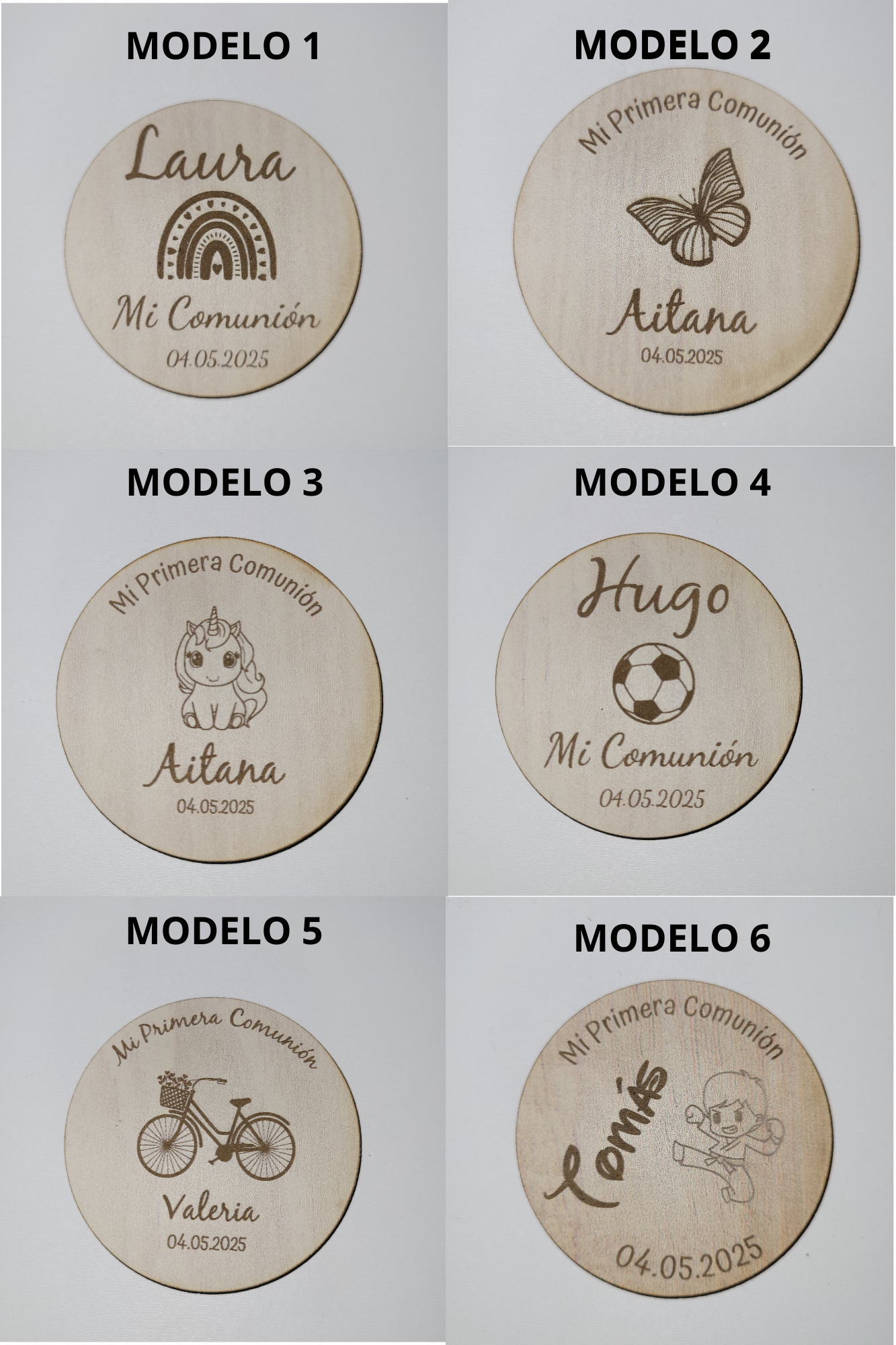 Vela personalizable con tapa madera con imán para comuniones