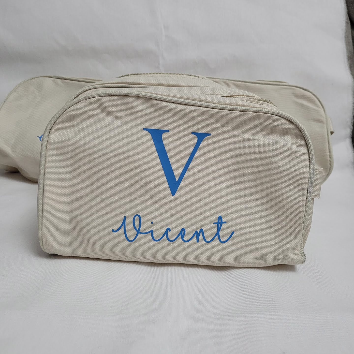 Neceser personalizado beig y celeste