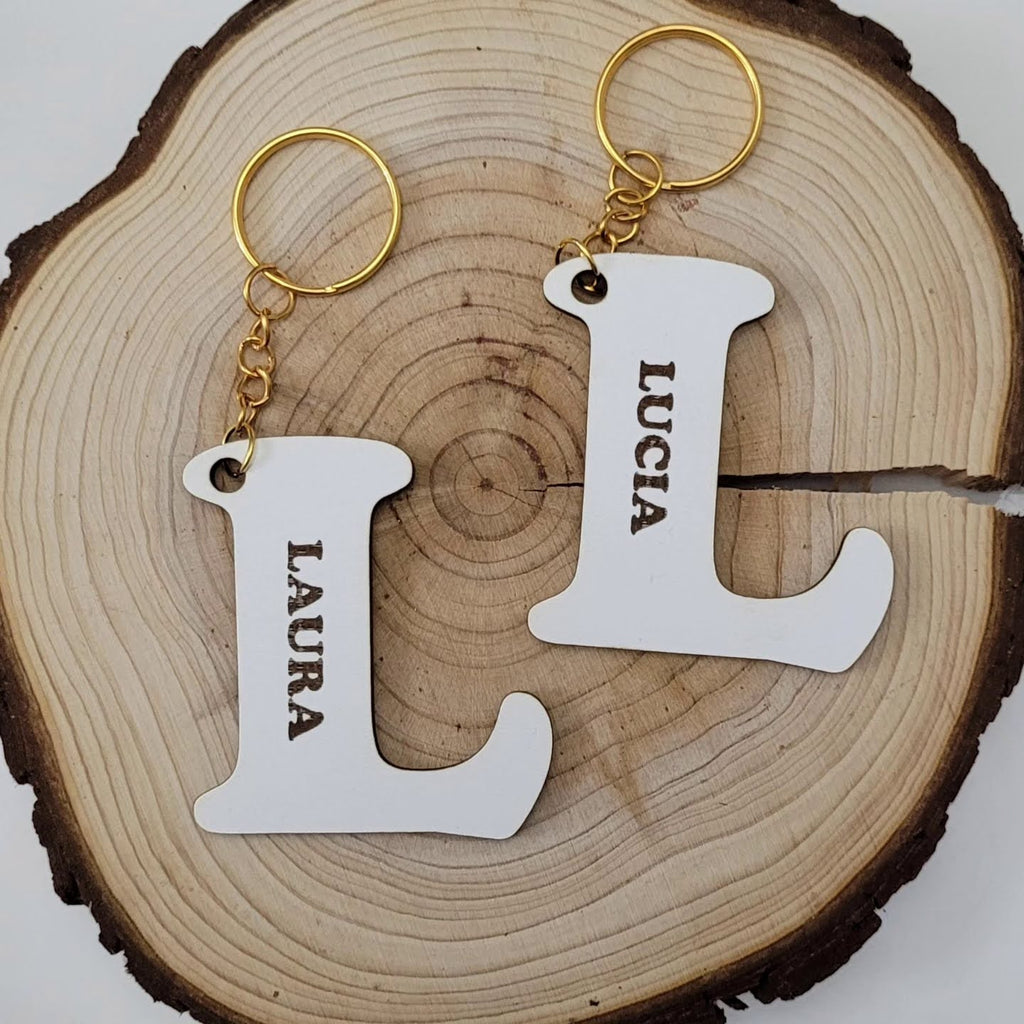 Llaveros de iniciales blancos